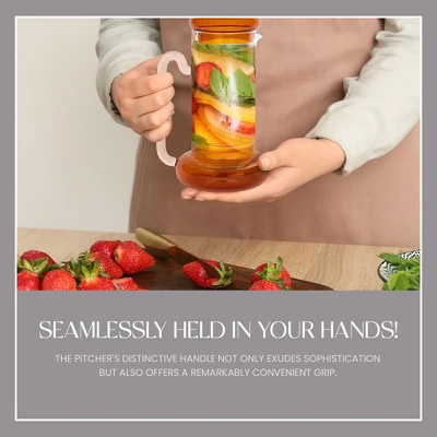 Elle Decor Bedside Pitcher Set, 32-Ounce Carafe With Cup, Tumbler Doubles As A Lid Made Of Borosilicate Glass 4 Elle Decor Bedside Pitcher Set, 32-Ounce Carafe With Cup, Tumbler Doubles As A Lid Made Of Borosilicate Glass - Image 2