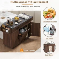 XINGHANZHENXUAN Kitchen Island With Trash Can Storage Cabinet, Kitchen Cart With Drop Leaf, Spice Rack, Towel Rack And Drawer -Target KitchenAid GUEST 5f25a8f7 f53f 44bf 92d3 55f7fcc9fca6