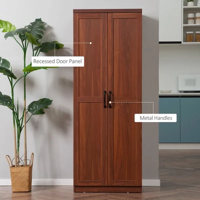 Yukimo 63" 2-Door Kitchen Pantry Storage Cabinet, 5-Tier Shelving With 2 Adjustable Shelves, Brown 8 Yukimo 63" 2-Door Kitchen Pantry Storage Cabinet, 5-Tier Shelving With 2 Adjustable Shelves, Brown - Image 6