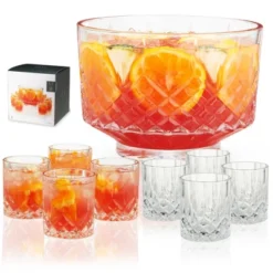 Viski Admiral Punch Bowl Set With 8 Tumblers, Cut Crystal Cocktail Party Serveware, Dishwasher Safe, 2.5 Gallons, 9 Oz Glasses, Set Of 9, Clear Finish -Target KitchenAid GUEST 5f3aa15a c9b6 4bc8 8d0d 44e9569feb6e