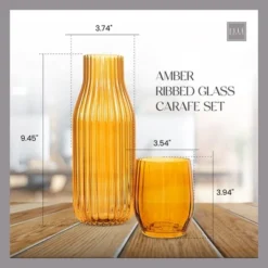 Elle Decor Ribbed Bedside Water Carafe With Tumbler Set, Ribbed Glass Pitcher And Matching Drinking Glass Doubles As Lid, 39-Ounce -Target KitchenAid GUEST 6055cfca 756a 4d2d aaf9 20a9bb2c2743