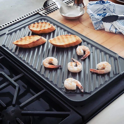 All American Reversible Grill Griddle Pan, Double Burner Nonstick Superconductive Heats Rapidly, Quick Defrost, Stovetop 5 All American Reversible Grill Griddle Pan, Double Burner Nonstick Superconductive Heats Rapidly, Quick Defrost, Stovetop - Image 3