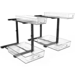 FURNIinspire 2 Pack Under Sink Organizer Pull Out Cabinet Organizer Acrylic Under Sink Storage Shelf For Kitchen Bathroom, Black, 15.6"*10.61"*5.1" -Target KitchenAid GUEST 60c5a106 b986 4daa aa60 b75423b72cfc