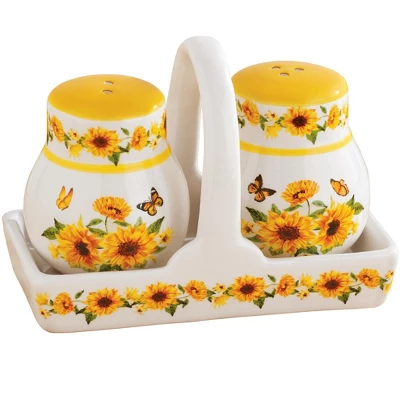 Collections Etc Hand-Painted Sunflower Salt & Pepper Shakers With Basket 2.25 X 2.25 X 2.75 5 Collections Etc Hand-Painted Sunflower Salt & Pepper Shakers With Basket 2.25 X 2.25 X 2.75 - Image 3
