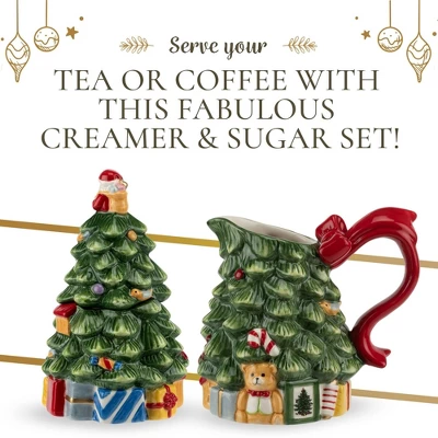 Spode Christmas Tree Sugar & Creamer Set - Figural Tree 7.4oz Creamer Jug & 5.3oz Lidded Sugar Jar - Festive Dolomite Holiday Tea And Coffee Set 6 Spode Christmas Tree Sugar & Creamer Set - Figural Tree 7.4oz Creamer Jug & 5.3oz Lidded Sugar Jar - Festive Dolomite Holiday Tea And Coffee Set - Image 4