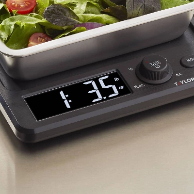 Taylor 22lb Stainless Steel Digital Kitchen Food Scale With Container Black/Gray: Oversized Display, 22lb Capacity 6 Taylor 22lb Stainless Steel Digital Kitchen Food Scale With Container Black/Gray: Oversized Display, 22lb Capacity - Image 4