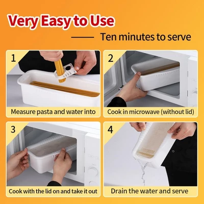 Itopfox Microwave Pasta Cooker With Strainer Lid, Water Level & Portion Measuring Device For Quick Meals, Ideal For Dorm, Office & Apartment Kitchens 5 Itopfox Microwave Pasta Cooker With Strainer Lid, Water Level & Portion Measuring Device For Quick Meals, Ideal For Dorm, Office & Apartment Kitchens - Image 3