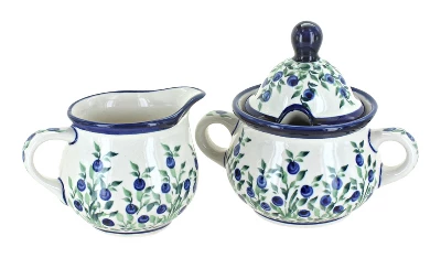 Blue Rose Polish Pottery 944-945 Zaklady Cream & Sugar Set 8 Blue Rose Polish Pottery 944-945 Zaklady Cream & Sugar Set - Image 6