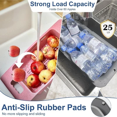 Collapsible Colander Strainer, Expandable Over The Sink Colander For Kitchen, Adjustable Silicone Sink Strainer 6 Collapsible Colander Strainer, Expandable Over The Sink Colander For Kitchen, Adjustable Silicone Sink Strainer - Image 4