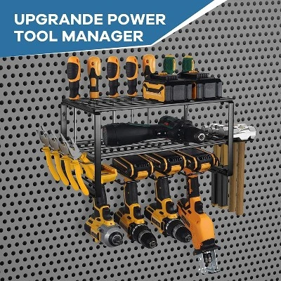 Fortune Candy 2-Tier Tool Organizer Wall Mount, 4 Slots For Cordless Tool Storage, Utility Rack Suitable For Garage/Workshop/Pegboard 9 Fortune Candy 2-Tier Tool Organizer Wall Mount, 4 Slots For Cordless Tool Storage, Utility Rack Suitable For Garage/Workshop/Pegboard - Image 7