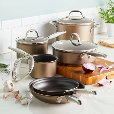 Anolon Ascend 10pc Nonstick Hard Anodized Cookware Set Bronze: Lifetime Warranty, Dishwasher-Safe, Gas & Electric Compatible 3 Anolon Ascend 10pc Nonstick Hard Anodized Cookware Set Bronze: Lifetime Warranty, Dishwasher-Safe, Gas & Electric Compatible