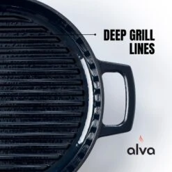 Alva Nori Enameled Cast Iron Griddle Pan 11" Non Toxic Grooved Ridges Seasoned Round Grill Pan Compatible W/ All Stovetops Oven Safe & Induction Safe -Target KitchenAid GUEST 640f028c 2f1a 41eb 9409 516cfb81bd0f
