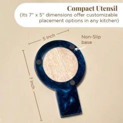 Folkulture Spoon Rest Or Spoon Holder | (7 X 5") Resin Spoon Rest For Stove Top Or Kitchen Utensils Holder For Home (Blue)