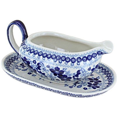 Blue Rose Polish Pottery S119 Manufaktura Gravy Boat & Plate 19 Blue Rose Polish Pottery S119 Manufaktura Gravy Boat & Plate - Image 17