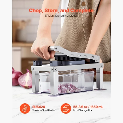 VEVOR Vegetable Chopper Mandoline Slicer, All-in-1 Food Veggie Cutter With 8 Stainless Steel Blades, Cheese Grater Onion Potato Salad Dicer, Silver 4 VEVOR Vegetable Chopper Mandoline Slicer, All-in-1 Food Veggie Cutter With 8 Stainless Steel Blades, Cheese Grater Onion Potato Salad Dicer, Silver - Image 2