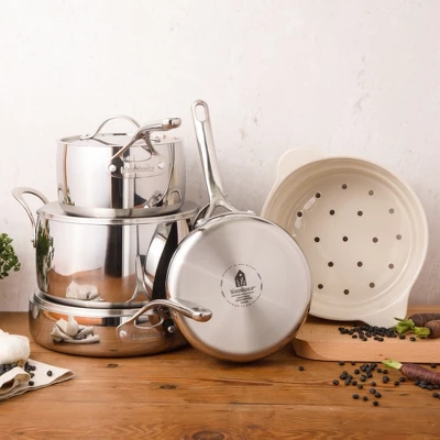 Bloomhouse 8 Piece Triply Stainless Steel Pots And Pans Cookware Set W/ Non Toxic Pro Ceramic Non Stick Interior 4 Bloomhouse 8 Piece Triply Stainless Steel Pots And Pans Cookware Set W/ Non Toxic Pro Ceramic Non Stick Interior - Image 2