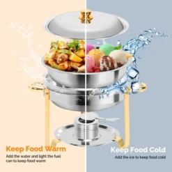 ROVSUN 5 Qt 2 Pack Gold Round Chafing Dishes For Buffet With Lid Holder, Buffet Warmer Set For Party -Target KitchenAid GUEST 65863f8e d64f 4bbd a4e9 0f0406d6f3a6