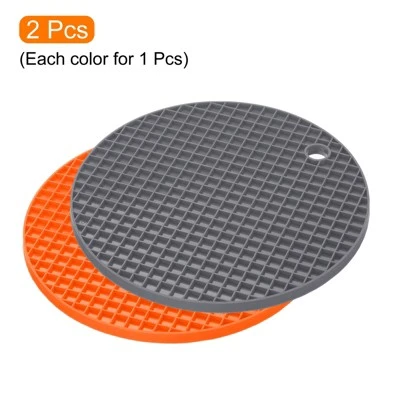 Unique Bargains Silicone Heat Resistant Non-Slip Flexible Trivet Mats Orange, Deep Gray 2 Pcs 4 Unique Bargains Silicone Heat Resistant Non-Slip Flexible Trivet Mats Orange, Deep Gray 2 Pcs - Image 2