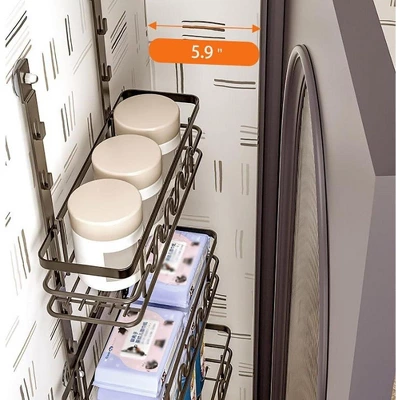 Acekool Over The Door Pantry Organizer – Heavy-Duty Metal Hanging Spice Rack With Adjustable Shelves For Kitchen & Bathroom Storage 4 Acekool Over The Door Pantry Organizer – Heavy-Duty Metal Hanging Spice Rack With Adjustable Shelves For Kitchen & Bathroom Storage - Image 2