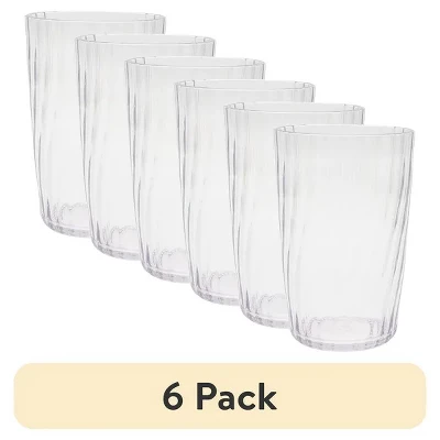 Racxily (6 Pack) 20-Ounce Acrylic Tall Embossed Swirl Tumbler, Clear 7 Racxily (6 Pack) 20-Ounce Acrylic Tall Embossed Swirl Tumbler, Clear - Image 5