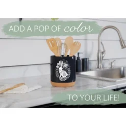 Elanze Designs 8 Inch Floral Rabbit Leaf Dot Pattern Large Ceramic Kitchen Utensil Holder Black And White Crock With Cork Base -Target KitchenAid GUEST 66b2a06d 9f1b 4af4 86d5 c1f565d806b0