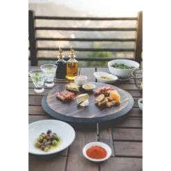 Picnic Time Lazy Susan Fire Acacia Wood Serving Tray: Round Brown Easy-To-Spin Design, 18" Diameter -Target KitchenAid GUEST 66c1ef38 75c8 4c02 a773 025ebe155db5