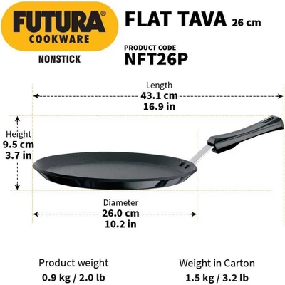 Hawkins Futura 10" Nonstick Tava Griddle: Anodized Aluminum, Gas Compatible, Hand Wash, 1-Year Warranty 4 Hawkins Futura 10" Nonstick Tava Griddle: Anodized Aluminum, Gas Compatible, Hand Wash, 1-Year Warranty - Image 2