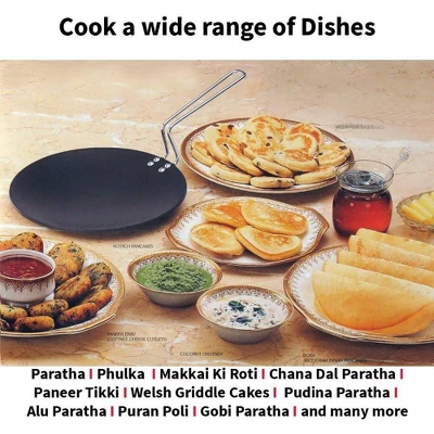 Hawkins Futura 10" Non Stick Concave Tava Griddle With Steel Handle: Anodized Aluminum, Gas Compatible, Hand Wash 6 Hawkins Futura 10" Non Stick Concave Tava Griddle With Steel Handle: Anodized Aluminum, Gas Compatible, Hand Wash - Image 4