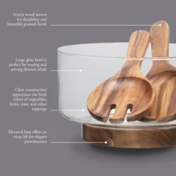 Gibson Elite Wildgreens Large Glass Salad Bowl Set With Acacia Serving Utensils -Target KitchenAid GUEST 67279075 3a63 4050 9e89 2173324b1ccd