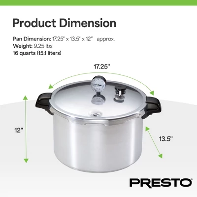 Presto Pressure Canner, Aluminum Boiling Water Canner With Rack, Gauge, And Induction Capability For Kitchen, Silver 6 Presto Pressure Canner, Aluminum Boiling Water Canner With Rack, Gauge, And Induction Capability For Kitchen, Silver - Image 4
