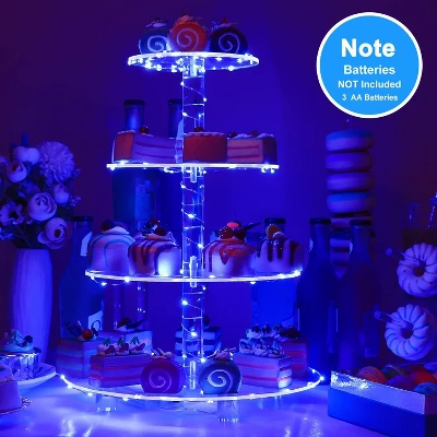 Four-Tier Acrylic Cupcake Stand, Large Cupcake Tray + LED String Lights Top Choice For Wedding & Birthday Party Decorations 3 Four-Tier Acrylic Cupcake Stand, Large Cupcake Tray + LED String Lights Top Choice For Wedding & Birthday Party Decorations