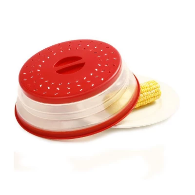 Norpro Knockdown Collapsible Microwave Food Cover, Red/Clear 4 Norpro Knockdown Collapsible Microwave Food Cover, Red/Clear - Image 2