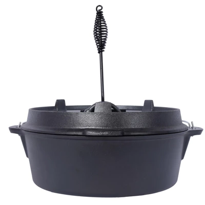 DSVIMOY Outdoor Dutch Ovens. 12 Quart Grill Cookware With Skillet Lid And Pot Rack For Camping Fireplace Cooking, Black, 15.3"*17"*7.8" 6 DSVIMOY Outdoor Dutch Ovens. 12 Quart Grill Cookware With Skillet Lid And Pot Rack For Camping Fireplace Cooking, Black, 15.3"*17"*7.8" - Image 4