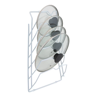 Organize It All Cabinet Door Lid Rack: Steel Kitchen Pot Rack, Under Cabinet Mount, White, 15.75" H X 18.11" D X 12.01" W 4 Organize It All Cabinet Door Lid Rack: Steel Kitchen Pot Rack, Under Cabinet Mount, White, 15.75" H X 18.11" D X 12.01" W - Image 2