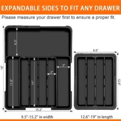 Attop Expandable Kitchen Drawer Organizer, Utensil Drawer Adjustable Plastic Flatware And Cutlery Holder Black -Target KitchenAid GUEST 69299033 6fcc 481b 82b7 3e009d29c543