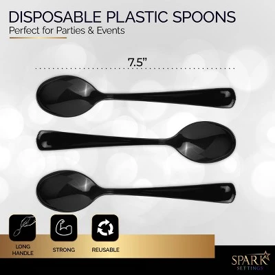 Plastic Spoons Disposable 50 Pack, Heavy Duty Plastic Silverware, Plastic Cutlery Ideal For Hot And Cold Food, Plastic Utensils - SparkSettings 3 Plastic Spoons Disposable 50 Pack, Heavy Duty Plastic Silverware, Plastic Cutlery Ideal For Hot And Cold Food, Plastic Utensils - SparkSettings