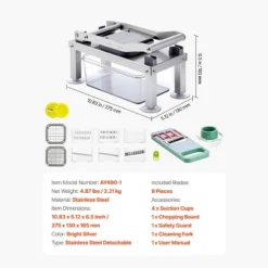 VEVOR Vegetable Chopper Mandoline Slicer, All-in-1 Food Veggie Cutter With 9 Stainless Steel Blades, Cheese Grater Onion Potato Dicer, Silver 16 VEVOR Vegetable Chopper Mandoline Slicer, All-in-1 Food Veggie Cutter With 9 Stainless Steel Blades, Cheese Grater Onion Potato Dicer, Silver -Target KitchenAid GUEST 69890595 b064 4614 9497 c911dd49ef64