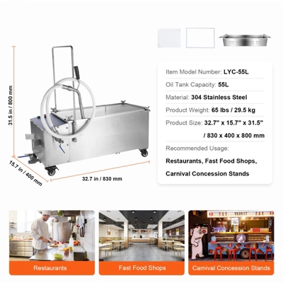 VEVOR Portable Oil Filtering Unit, 55L Tank, 10 L/min Filtering Speed, Equipped With Casters And Oil Hose 9 VEVOR Portable Oil Filtering Unit, 55L Tank, 10 L/min Filtering Speed, Equipped With Casters And Oil Hose - Image 7