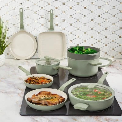 BergHOFF Balance Non-stick Silicone Collapsible Steamer Basket & Strainer 10", Recycled Material, Sage 9 BergHOFF Balance Non-stick Silicone Collapsible Steamer Basket & Strainer 10", Recycled Material, Sage - Image 7