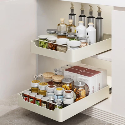 Pull Out Cabinet Organizer Fixed With Adhesive Film, Heavy Duty Storage And Organization Slide Out Pantry Shelves Sliding Drawer Pantry Shelf 4 Pull Out Cabinet Organizer Fixed With Adhesive Film, Heavy Duty Storage And Organization Slide Out Pantry Shelves Sliding Drawer Pantry Shelf - Image 2