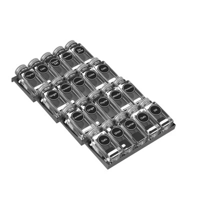 Spice Drawer Organizer With 20 Glass Spice Jars, 386 Labels, For Kitchen Drawers,Black 4 Spice Drawer Organizer With 20 Glass Spice Jars, 386 Labels, For Kitchen Drawers,Black - Image 2