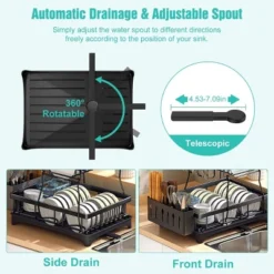 SEVOBAL 2-Tier Dish Racks Kitchen Holder Dish Drying Rack Drainboard Detachable Drainer Organizer Utensil Cup Rack Swivel, Black, 17.36"*12.68"*4.29" -Target KitchenAid GUEST 6b00e4cd 9429 44a7 9ebc 094ad668e2ed