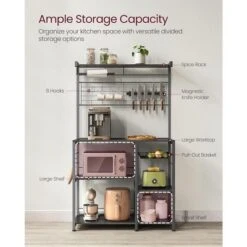 VASAGLE Bakers Rack With Magnetic Knife Holder, Paper Holder, Wire Basket, 8 Hooks, Organizers And Storage, Baker's Rack With Wire Basket -Target KitchenAid GUEST 6b22f467 63ef 4825 8b37 5f29bac5d479