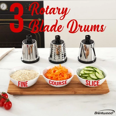 Brentwood Rotary Grater With Handle And Stainless Steel Drum Blades, Black 6 Brentwood Rotary Grater With Handle And Stainless Steel Drum Blades, Black - Image 4