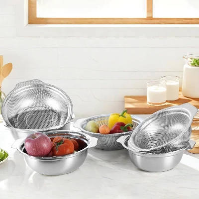 Colander Bowl Set With Microporous For Washing Rice, Pasta, Spaghetti, Fruits, Dishwasher Safe(2PC) 7 Colander Bowl Set With Microporous For Washing Rice, Pasta, Spaghetti, Fruits, Dishwasher Safe(2PC) - Image 5