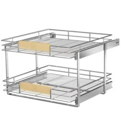 LOVMOR 2 Tier Pull Out Cabinet Organizer 22½" W X 21½" D, Slide Out Drawers With Wooden Handle, Sliding Shelves Organization -Target KitchenAid GUEST 6ba84734 7a6a 4b3b 9f4a c395900ce962