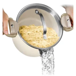 Gotham Steel Cream Ultra Nonstick Ceramic 5 Qt Pasta Pot With Strainer And Twist & Lock Handles -Target KitchenAid GUEST 6bb7648e e27c 4b65 bf75 8e3cd757cef5