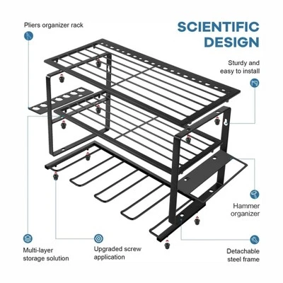 Fortune Candy 2-Tier Tool Organizer Wall Mount, 4 Slots For Cordless Tool Storage, Utility Rack Suitable For Garage/Workshop/Pegboard 5 Fortune Candy 2-Tier Tool Organizer Wall Mount, 4 Slots For Cordless Tool Storage, Utility Rack Suitable For Garage/Workshop/Pegboard - Image 3