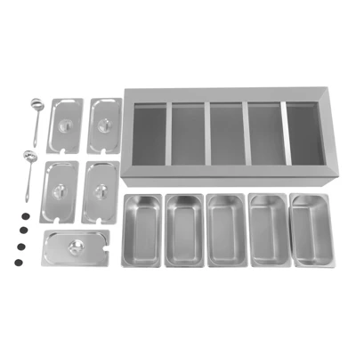 YIYIBYUS Spice Rack Shelf, Stainless Steel Organizer Stand With Five 1/3 Pans 7 YIYIBYUS Spice Rack Shelf, Stainless Steel Organizer Stand With Five 1/3 Pans - Image 5