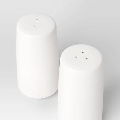 2pc Stoneware Salt And Pepper Shaker White - Threshold™: Hand Wash, 3.5" Height, 1.75" Width, Tableware Set 4 2pc Stoneware Salt And Pepper Shaker White - Threshold™: Hand Wash, 3.5" Height, 1.75" Width, Tableware Set - Image 2
